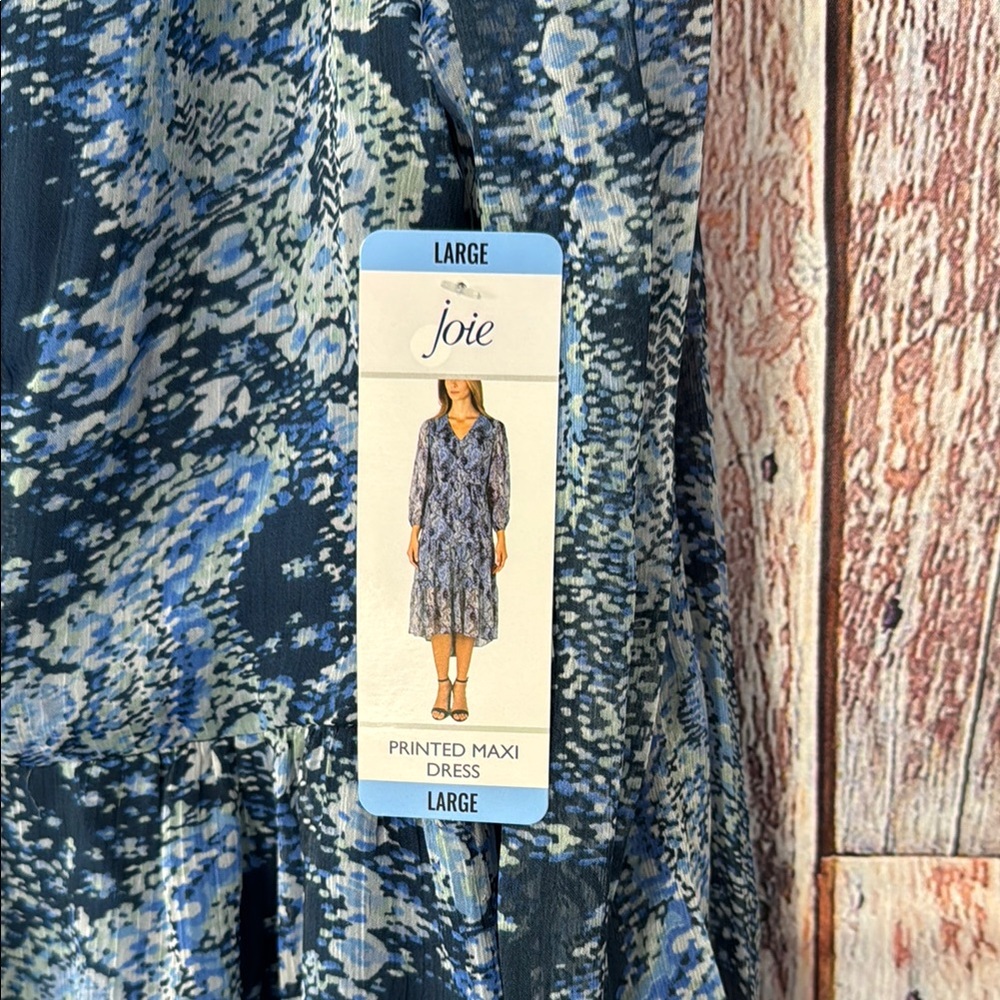NWT Joie Blue Parisian Paisley Women's Dress Maxi Tiered‎ Length Large - Picture 2 of 11